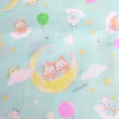 ダブルガーゼ　ツムツム　ディズニー　ミント　はぎれ　入園準備