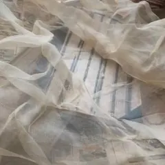 断捨離整理品☆紅茶染め蚊帳シルクハギレ