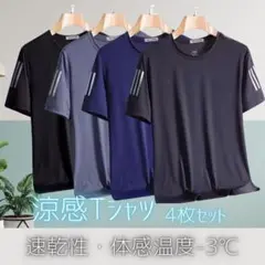 Tシャツ 半袖 2XL 4枚セット 接触冷感 吸湿速乾 ユニセックス 男女兼用