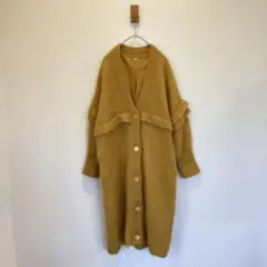 即完売品 Lily Brown モヘア ニットコート ロング 黄色 フリル