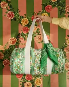 【フランス限定】BONSOIRS. 花柄ストライプトートバッグ
