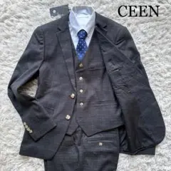 新品タグ付 CEEN スリーピース ビジネススーツ チャコールグレー L