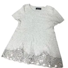 グレー レース裾 Aライン ニットTシャツ JUSGLITTY