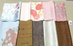 ＜は8＞着物ハギレ10枚まとめ売り　半幅×70cm～