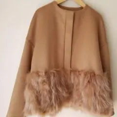 LIVIANA CONTI 定価11万円 ボリュームファーノーカラーコート