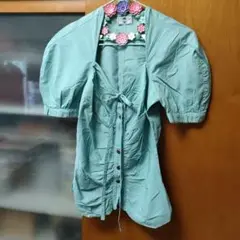ビブロスシャツブラウス　ターコイズブルー