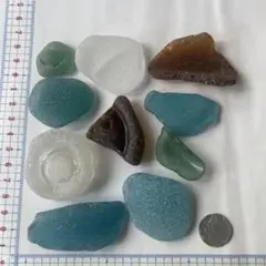 シーグラス10個瓶ぞこ、へそなど