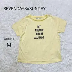 【セブンデイズサンデイ】英字ロゴTシャツ 【M】半袖 イエロー 綿混 カジュアル