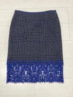 sacai スカート ウール チェック タイトスカート レース