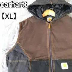 【Carhartt】US輸入レア再構築ジャケットXLマルチカラー黒グレーフード付
