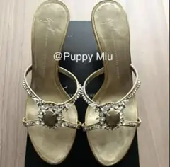 Giuseppe Zanotti ビジュー サンダル ゴールド 37.5