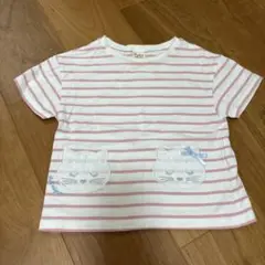 Pupil House 猫刺繍 Tシャツ 110