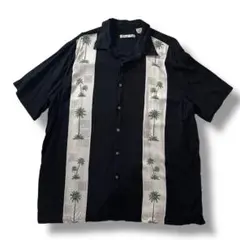 古着 レーヨン オープンカラーシャツ batik bay ヤシの木 ツートン