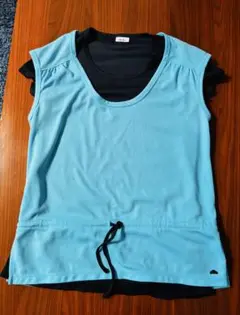 ellesse エレッセ　テニス　フィットネス　水色 レイヤード Tシャツ