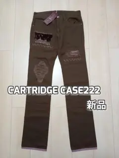 新品タグ付　カートリッジケイス メンズデニムパンツ　フリンジ　コットン　茶色