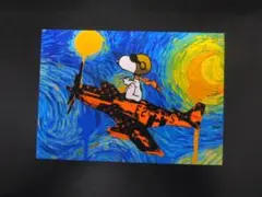 A4 額付き ポスター スヌーピー LV ゴッホ 絵画 パイロット アート
