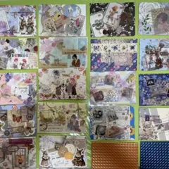コラージュスタイルの手作りミニカードセット20