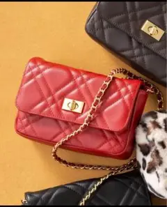 23区　レザー キルティング ショルダーバッグ 赤