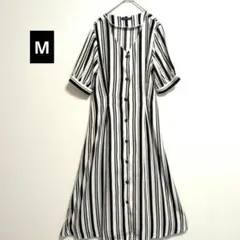 【CHIP CLIP 】ストライプ 半袖ロングワンピース　Mサイズ