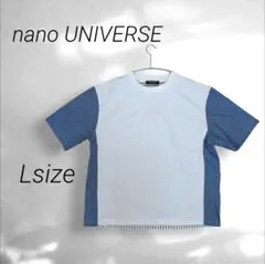 美品ナノユニバースホワイトストライプ半袖TシャツL