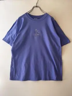 No.4378 US古着anvil 花刺繍 ワンポイントTシャツ M