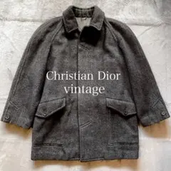 希少クリスチャンディオール 裏地CD総柄 毛 ステインカラーコートvintage