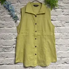 【超美品】KANSAI BIS ノースリーブ シアー シャツ マスタード M