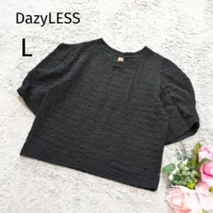 ☆ふくれジャガード　ショート丈半袖トップス　ボリューム袖　L　リップル　4166