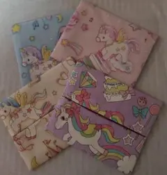 ◆1枚おまけ【ハンドメイド】ポケットティッシュカバー4枚【ミニ】ユニコーン