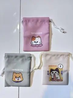 猫に転生したおじさん　巾着セット　てぷちゃん　スケキヨ　　みたらしちゃん　ぷん