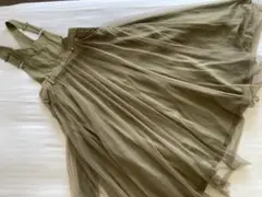 神戸レタス】チュールドッキングジャンパースカート カーキ フレア