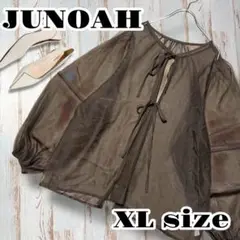 【美品✨】ジュノア 2wayシースルーシャツ XLサイズ ダークブラウン 羽織り