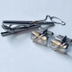 DAKS ダックス ネクタイピン&カフリンクス豪華2点セット シルバー