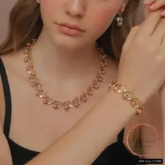 ネックレス ピアス ブレスレット 3点 シャンパンゴールド 高見え ドレス
