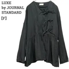ラックス by JS レディース【F】ノーカラーシャツ♡天然素材 AS♡黒