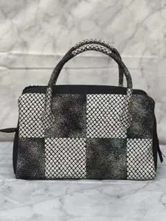 和装用バッグ 黒と白のチェック柄
