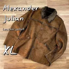 牛革 アレキサンダージュリアン シングルライダース 茶 XL 2025年最新】Alexander Julian メンズ レザージャケット
