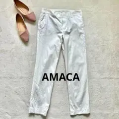 【アマカ】M 38 レディーステーパードパンツ　ホワイト スラックス