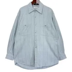pierre cardin ストライプ 長袖 シャツ 古着 グレー M