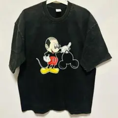 Surprise ミッキー リプリント メンズ Tシャツ 半袖 夏 個性的 黒