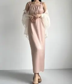 韓国 キレイめ ロングワンピース キャミワンピ