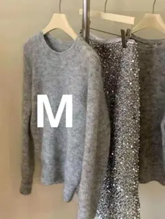 セットアップ ニット スパンコールスカート スリット Mサイズ