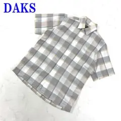DAKS ダックス 半袖シャツ 白 ホワイト 茶色 コットン系 L C3560