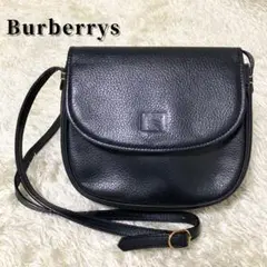 【美品】バーバリー ショルダーバッグ フラップ レザー ノバチェック ブラック