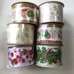 【未使用品】クリスマスデコレーションリボン【6個セット】