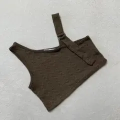 Blue Strive ニットタンクトップ ワンショルダー リブ編み ブラウン