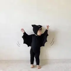 ハロウィン ベビーロンパース バットデザインの幼児用アウトドアボディスーツ 帽子
