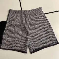 gelatopiqué リブ編みグレーブラウン系ハーフパンツ