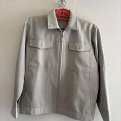 メンズ作業服Lサイズ厚手ブルゾングレージップアップ長袖ポケット付き