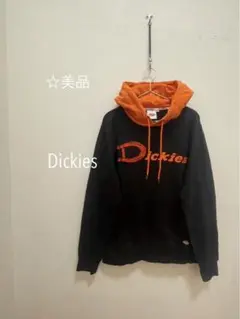 美品 ディッキーズ Dickies フード付き パーカー ブラック/オレンジ ＊